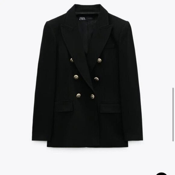 ZARA Tailored Double Breasted Black Blazer. - Picture 3 of 4